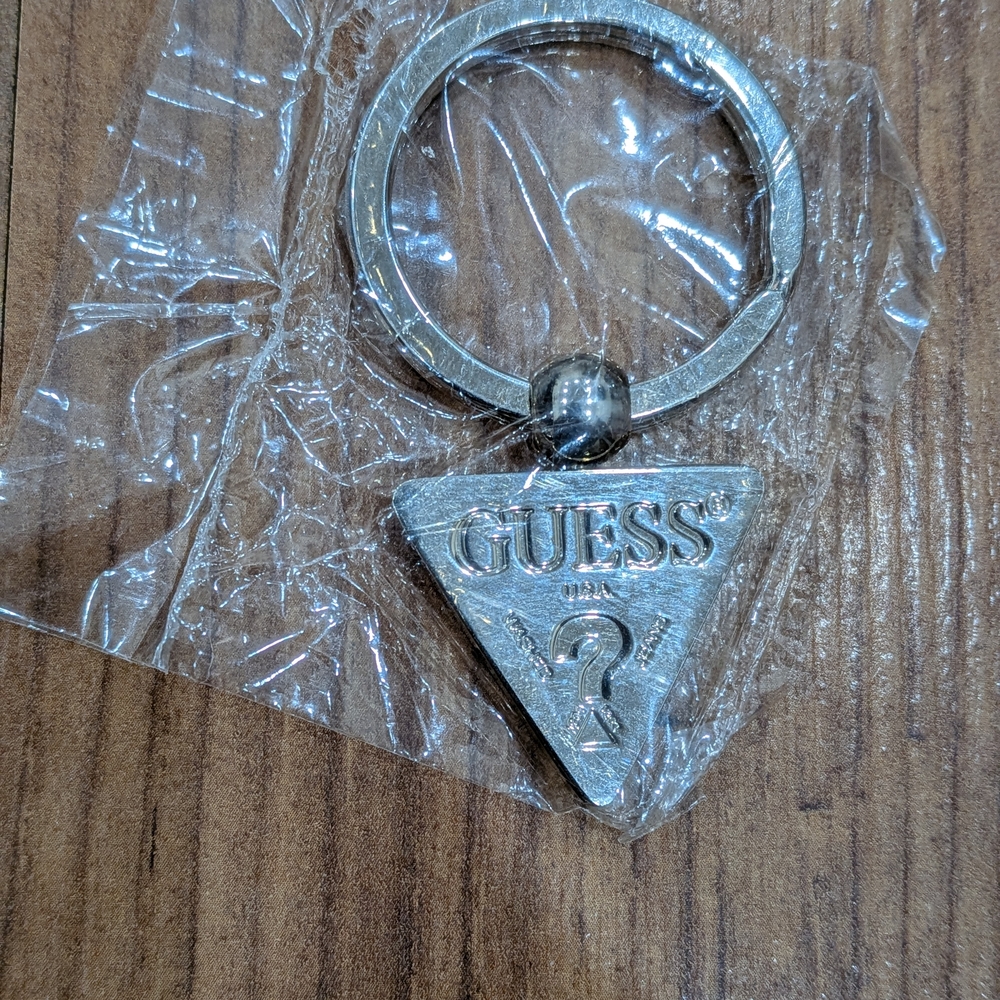 New Y2K Vintage Guess Silver Keychain